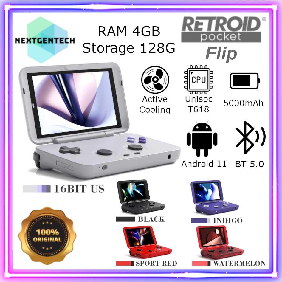 Retroid Pocket Flip Retro Handheld Game Console Portable Android 4/128GB