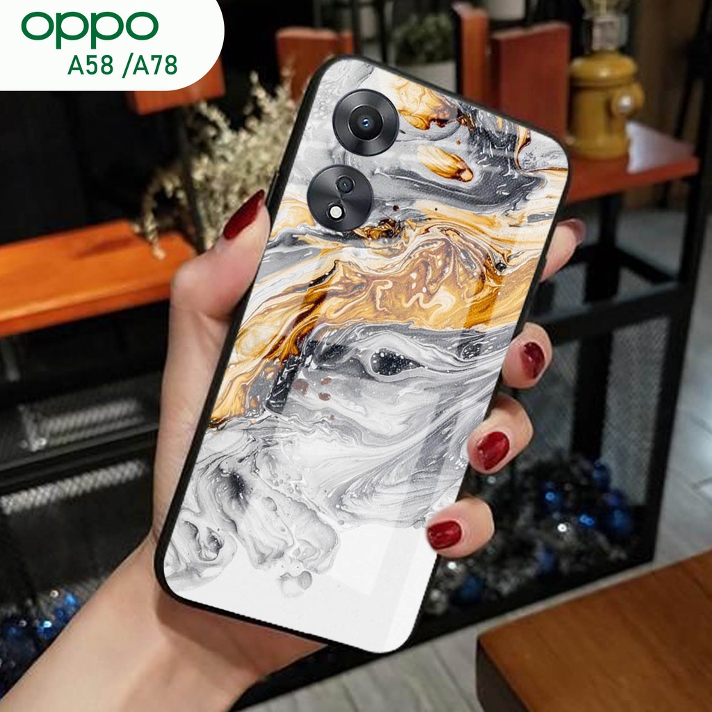 (S11) Case  Glass OPPO A58 A78 - casing Terbaru handphone - OPPO A58 A78  - pelindung handphone - OP