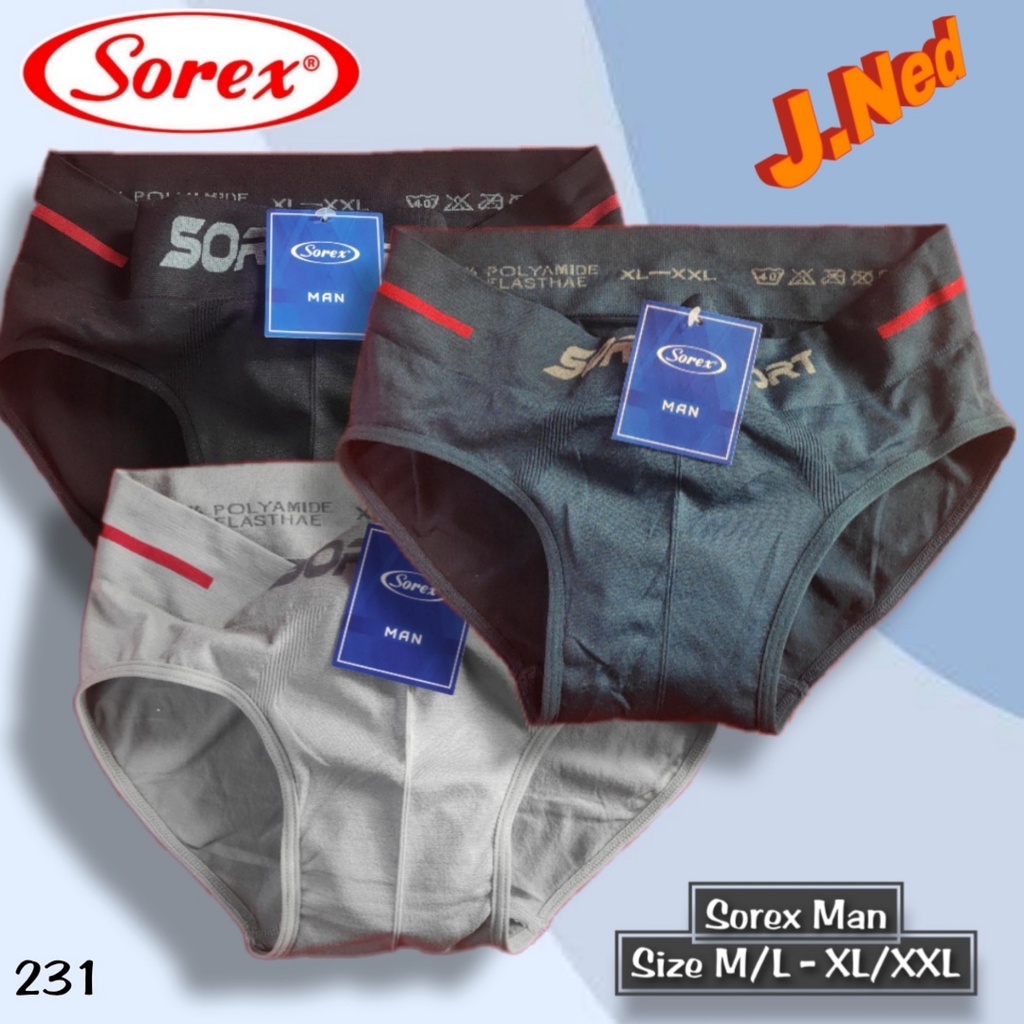 J231 (hrg satuan) CD PRIA SOREX CELANA DALAM PRIA IMPORT M - XXL