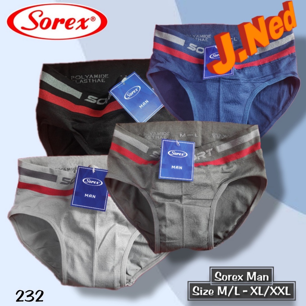 J232T 3PCS SOREX CELANA DALAM PRIA IMPORT SIZE M - XXL