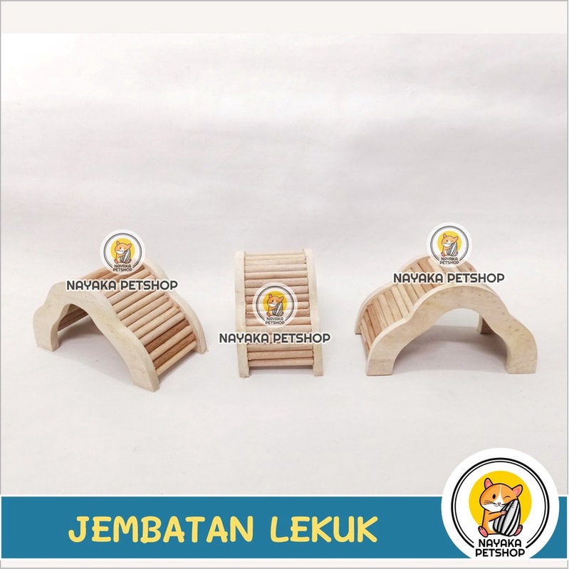 Jembatan Kayu Hamster Lekuk Besar Wood Bridge Mainan Hewan