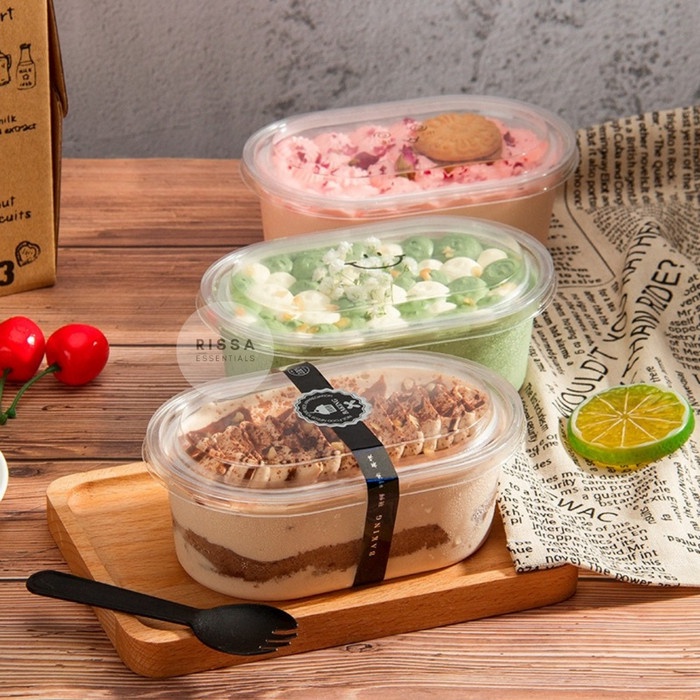 Terlaris [Isi10] Kotak Packaging Oval Lunch Box Cake Kue Pudding Dessert Box