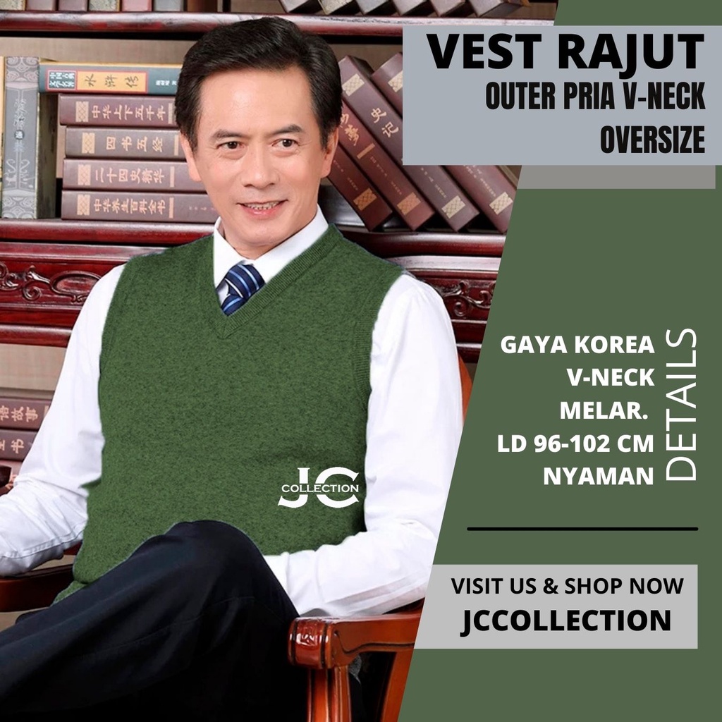 Rompi Kantor Unisex Korean Look / Vest Korea V-Neck / Rompi Pria Rajut Knitting JCCollections