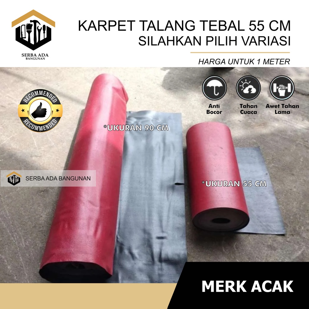 Karpet Talang Air Per Meter 55 (Bersih 51cm) Merah Hitam Pabrikan READY !!