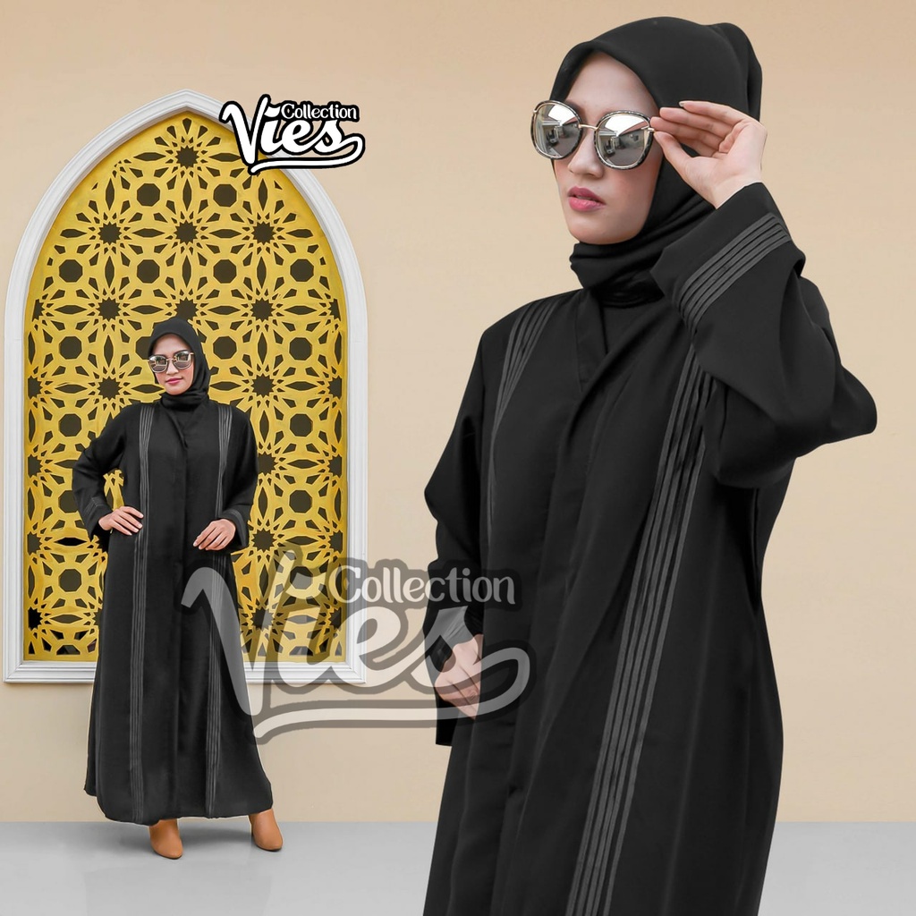 Gamis Abaya Arab Saudi Jetblack Lis Hitam Dress Remaja Polos Simple Kekinian