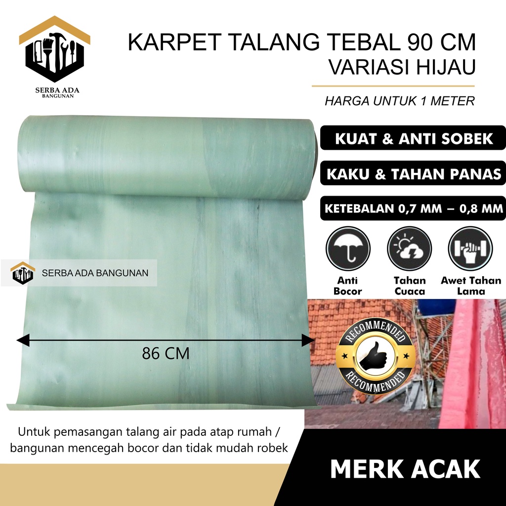 Karpet Talang Air Per Meter 90 (Bersih 86cm) Merah Hitam Pabrikan READY !!