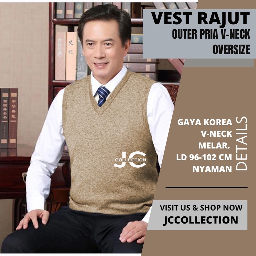 Rompi Kantor Unisex Korean Look / Vest Korea V-Neck / Rompi Pria Rajut Knitting JCCollections