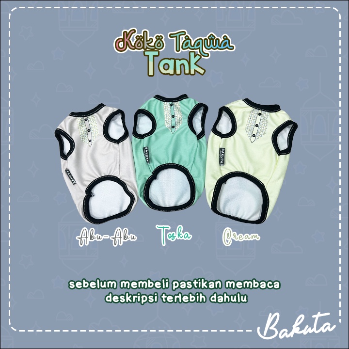 Baju Kucing Tank Edisi Lebaran Koko Taqwa Tank Series Kaos Lebaran Idul Fitri Lucu Untuk Kucing dan anjing / Baju Kucing Termurah Size XS-XXL / Baju Kucing Tangerang!