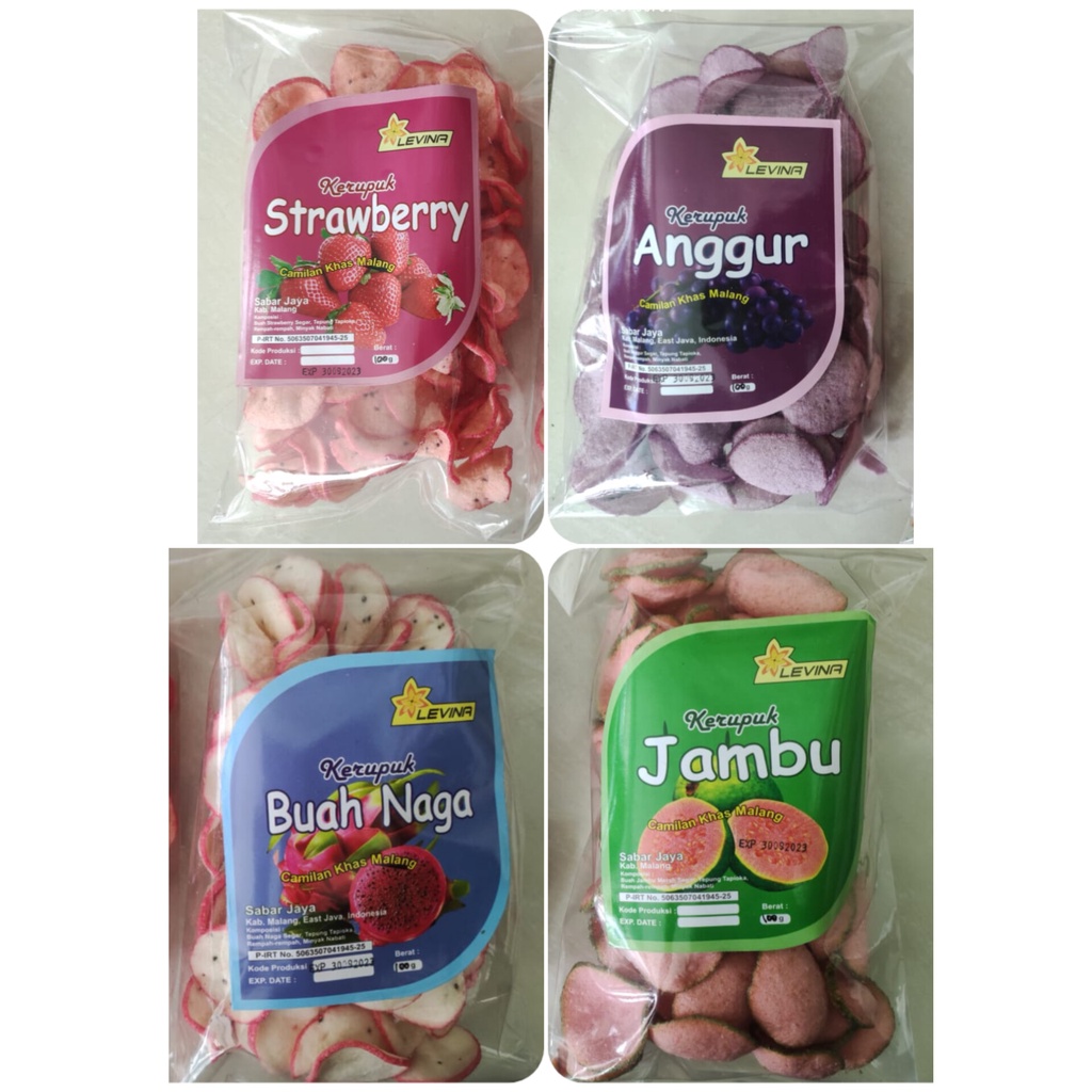 

Kerupuk Buah naga strawberry jambu anggur Levina