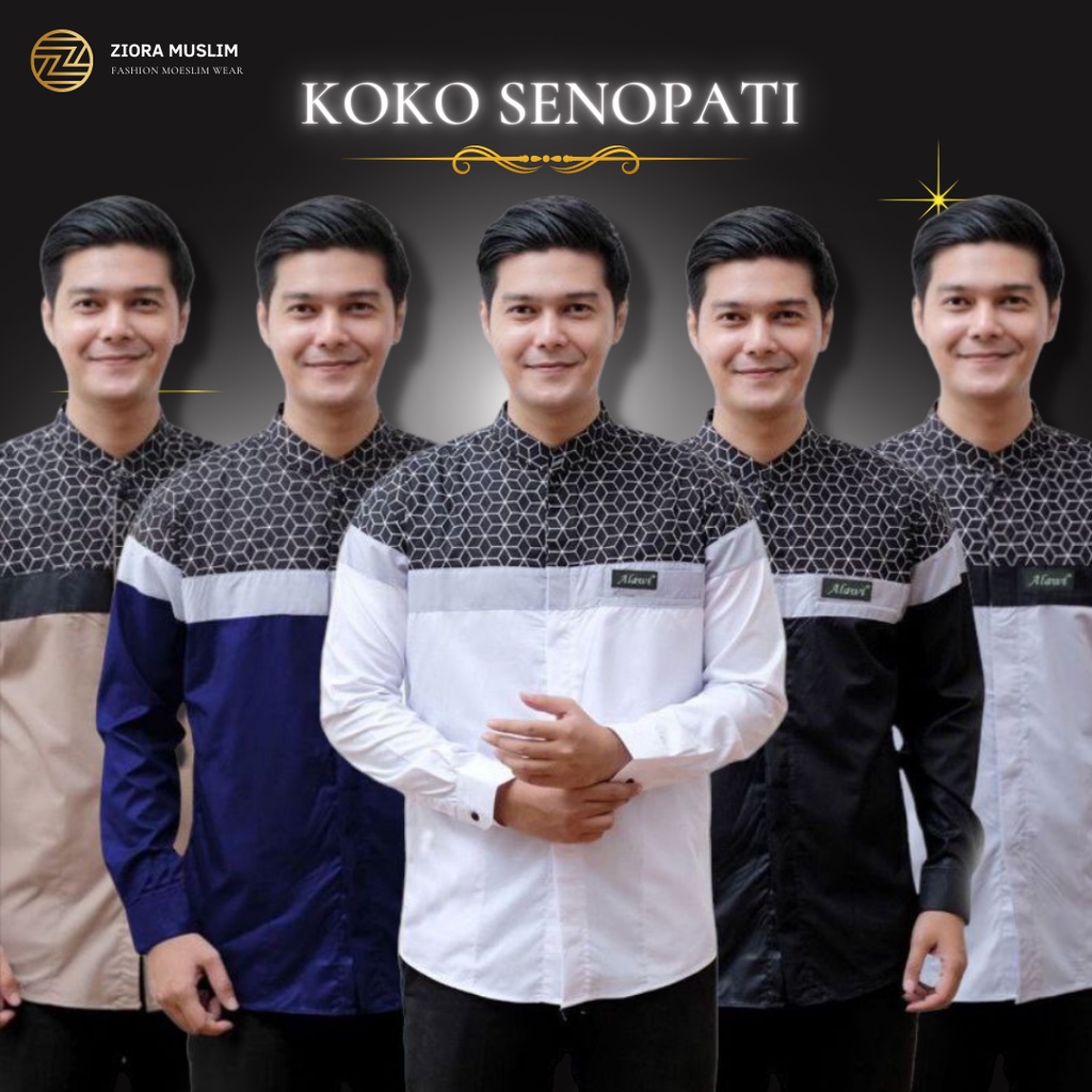 Baju koko Kurta dewasa Lengan Panjang Motif Senopati Kombinasi Batik terbaru 2023 bahan toyobo