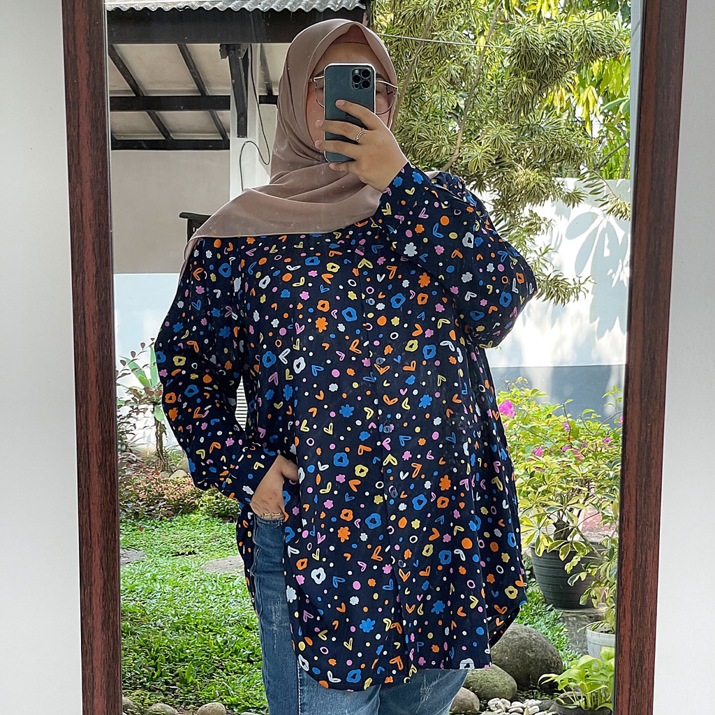 BIGSIZE | XXL 5L LD 120 140 Baju Besar Tunik Kemeja Wanita Aneka Motif Hits Jumbo Plus Size Ibu Hamil Muat Size XXL 5L LD 120 140 Original LARIS