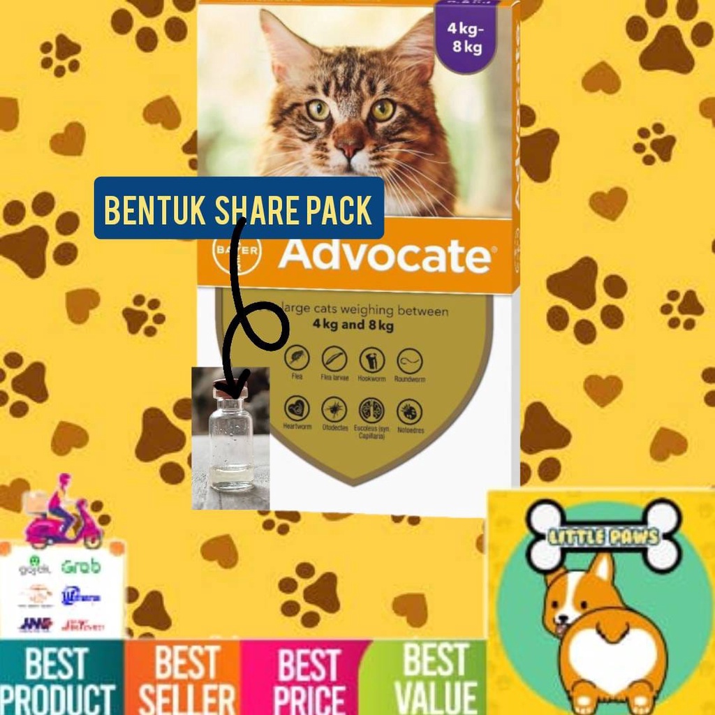 REPACK Obat kutu kucing besar 4-8kg ADVOCATE CAT ADULT