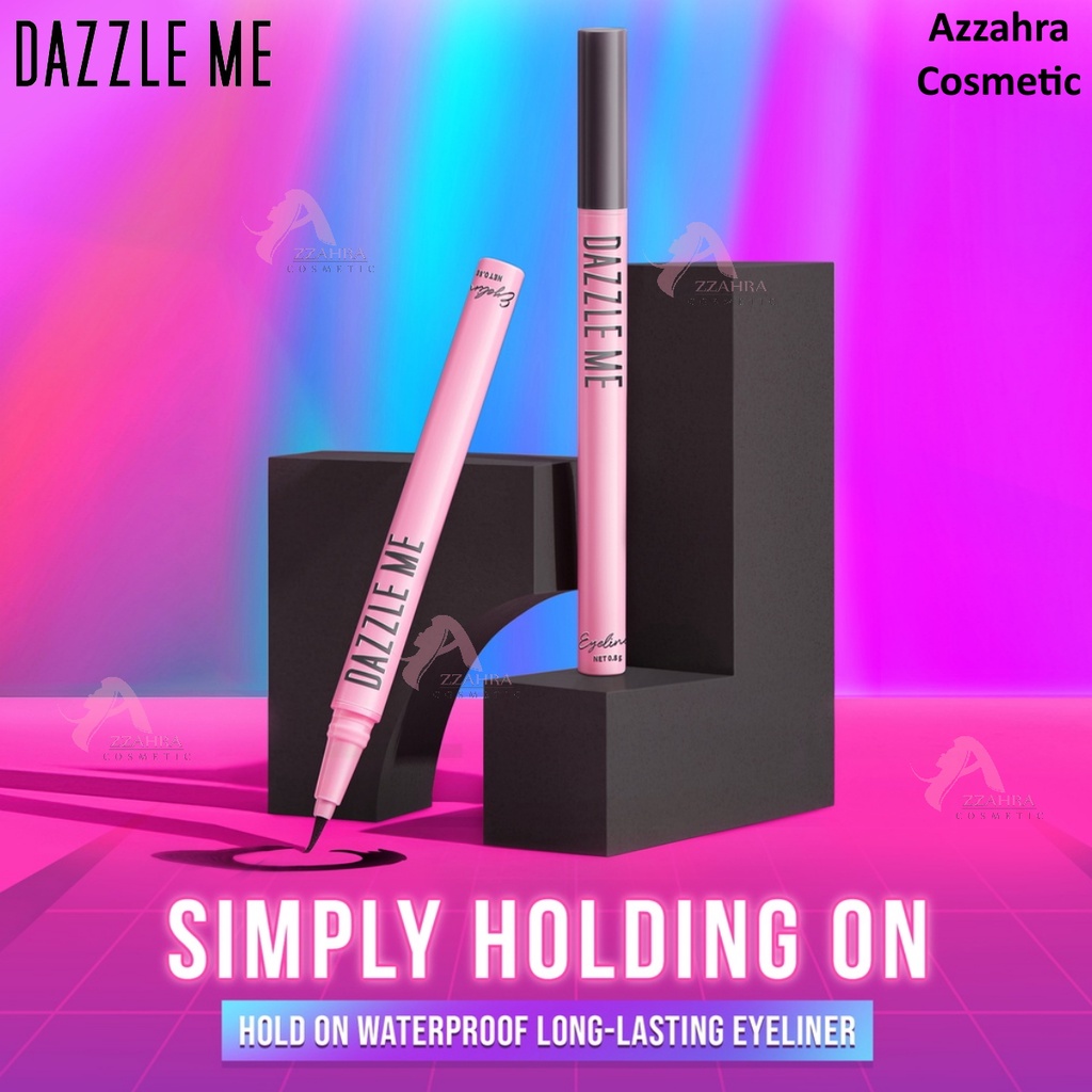 DAZZLE ME Hold On Waterproof Eyeliner | Deep Black Pensil Alis Liquid Long-Lasting kosmetik Mata