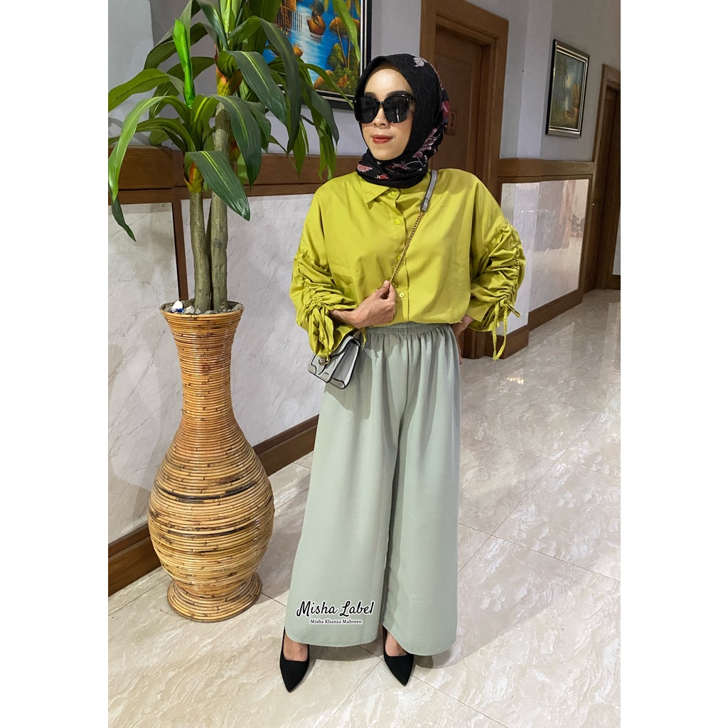 Celana Kulot Knit Highwaist Rib Berkualitas. Kinan Knit Pants Premium By Misha Label