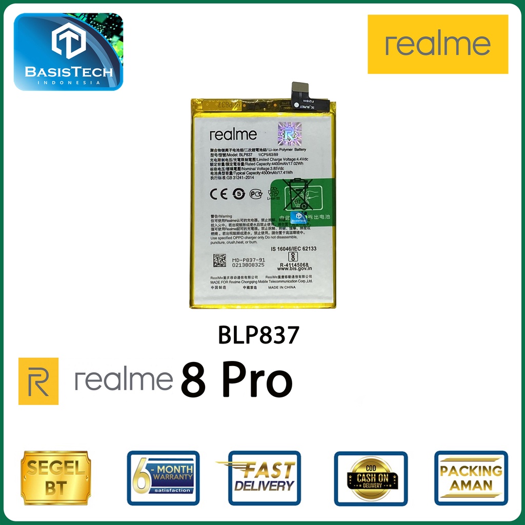 BATERAI REALME 8 PRO BLP837 - BASISTECH ORI99 GOOD QUALITY