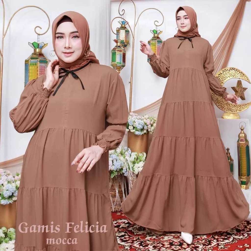 Gamis felicia - dress rempel mayung polos / dress simple lengan kerut / dress modern / dress model terbaru 2023 / dress modern kekinian / dress model korea / dress model terbaru / dress model belanda / dress modis / dress modern kondangan