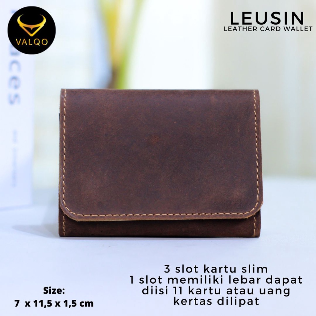 [VALQO] LEUSIN Batik Dompet Kartu kulit Sapi ID Card holder Cowok Cewek Pria Wanita bisa COD