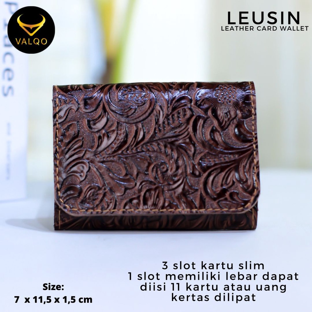 [VALQO] LEUSIN Batik Dompet Kartu kulit Sapi ID Card holder Cowok Cewek Pria Wanita bisa COD