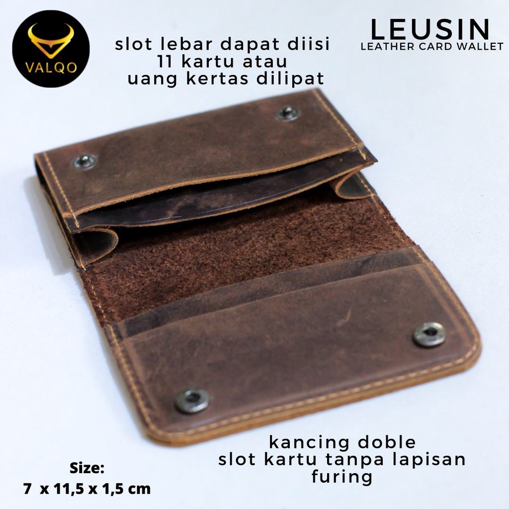 [VALQO] LEUSIN Batik Dompet Kartu kulit Sapi ID Card holder Cowok Cewek Pria Wanita bisa COD