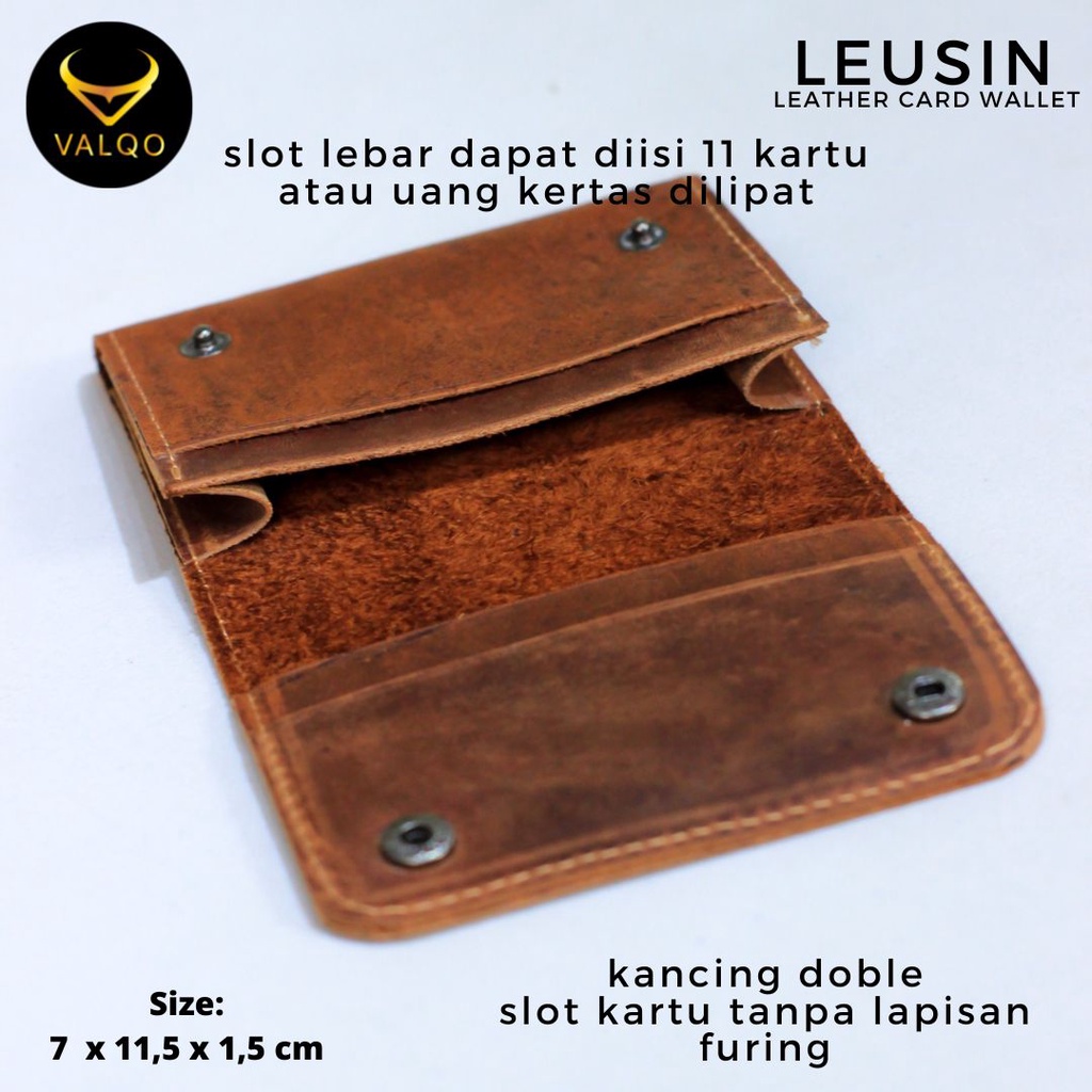 [VALQO] LEUSIN CH Dompet Kartu kulit Sapi Crazy Horse ID Card holder Cowok Cewek Pria Wanita bisa COD