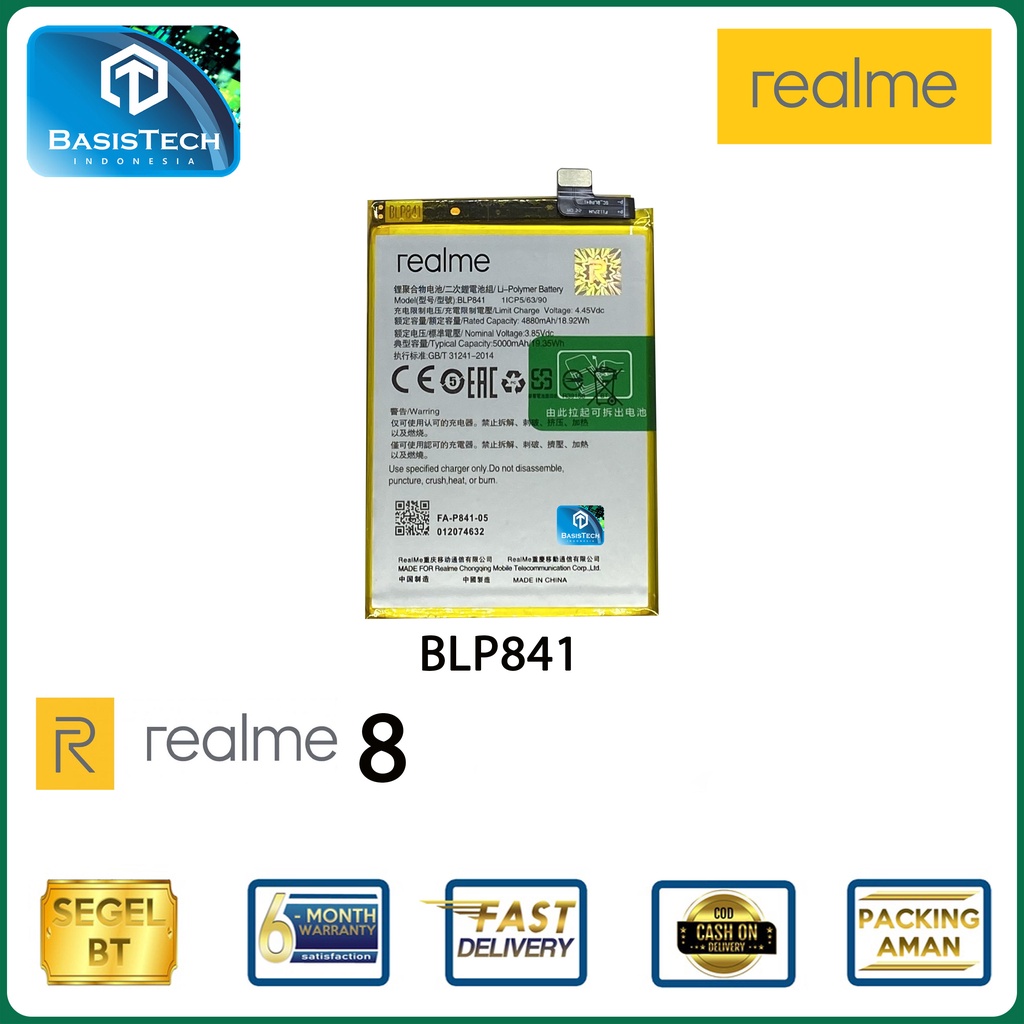 BATERAI REALME 8 RMX3085 BLP841 - BASISTECH ORI99 GOOD QUALITY