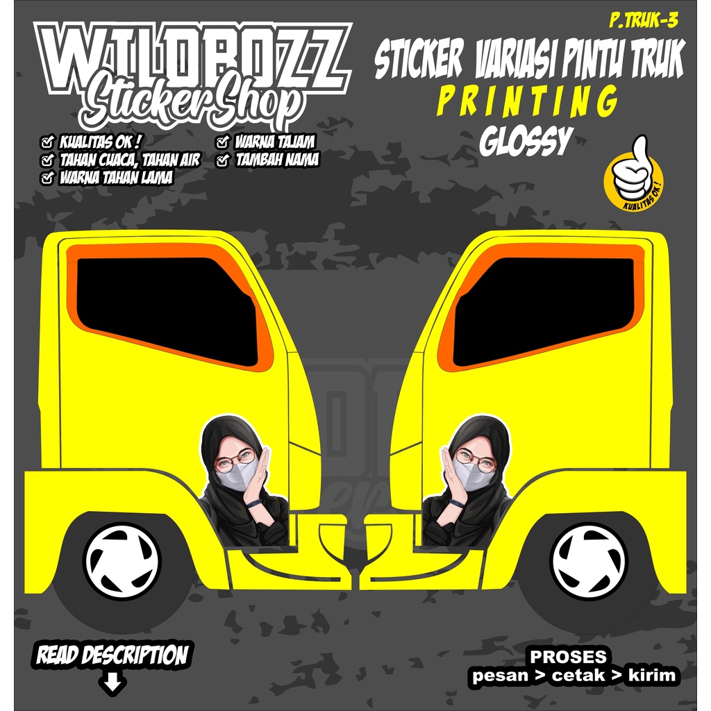 sticker variasi pintu kabin truk gambar cewek (p.truk-3) -wildbozz sticker-