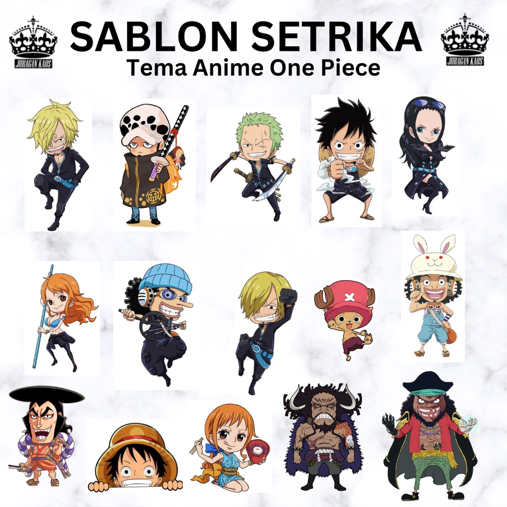 

STIKER SABLON ONE PIECE SABLON SETRIKA SABLON DTF SATUAN STICKER ONEPIECE LUFFY ZORO TEMA ONE PIECE