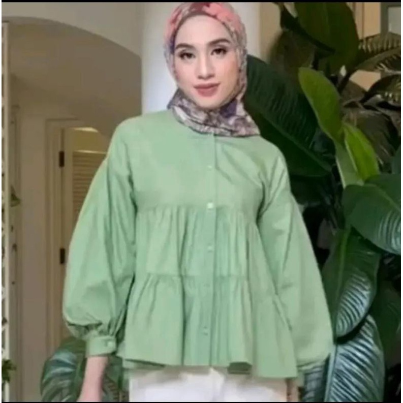 •HEN.OUTFIT• | Kemeja Mecca katun poplin / mecca blouse wanita/ Lily blouse / blouse ruffle / bahan 