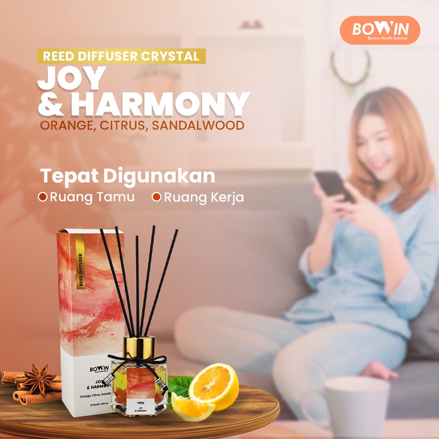 BOWIN Reed Diffuser Crystal - Aromaterapi Pengharum Ruangan 100% Essential Oil