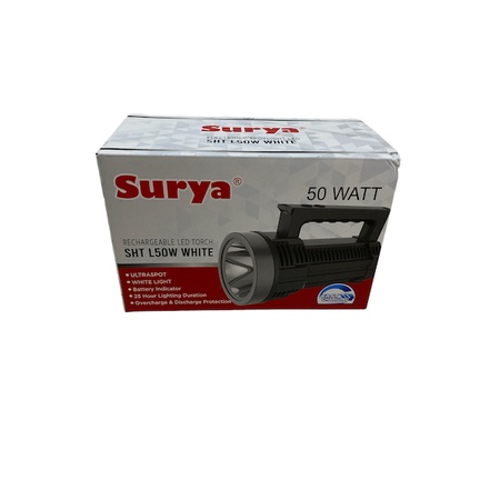 Surya Senter tangan LED Super Terang SHT L50W LAMPU PUTIH Rechargeable Tahan Hingga 25 Jam