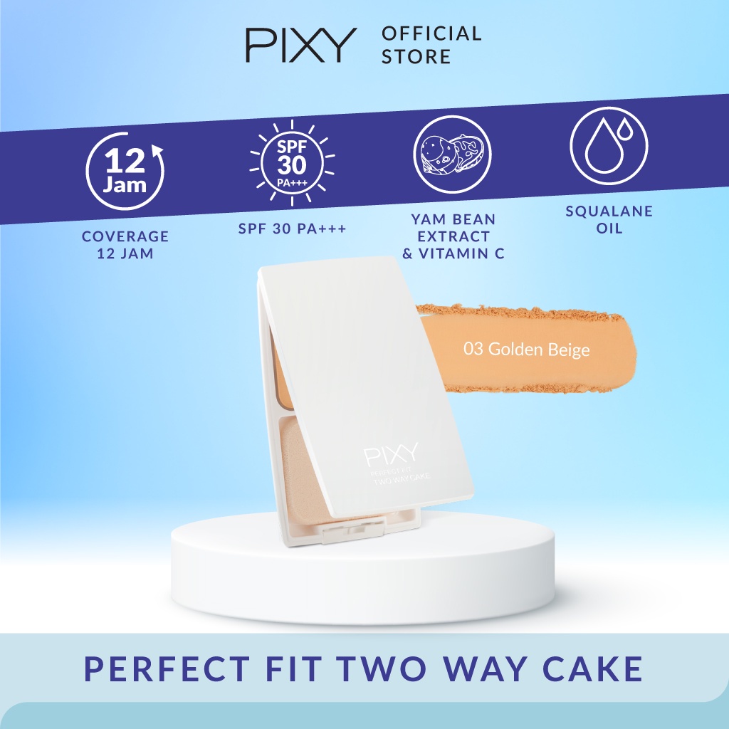 PIXY Perfect Fit Two Way Cake twc full case bedak padat kaca SPF 15