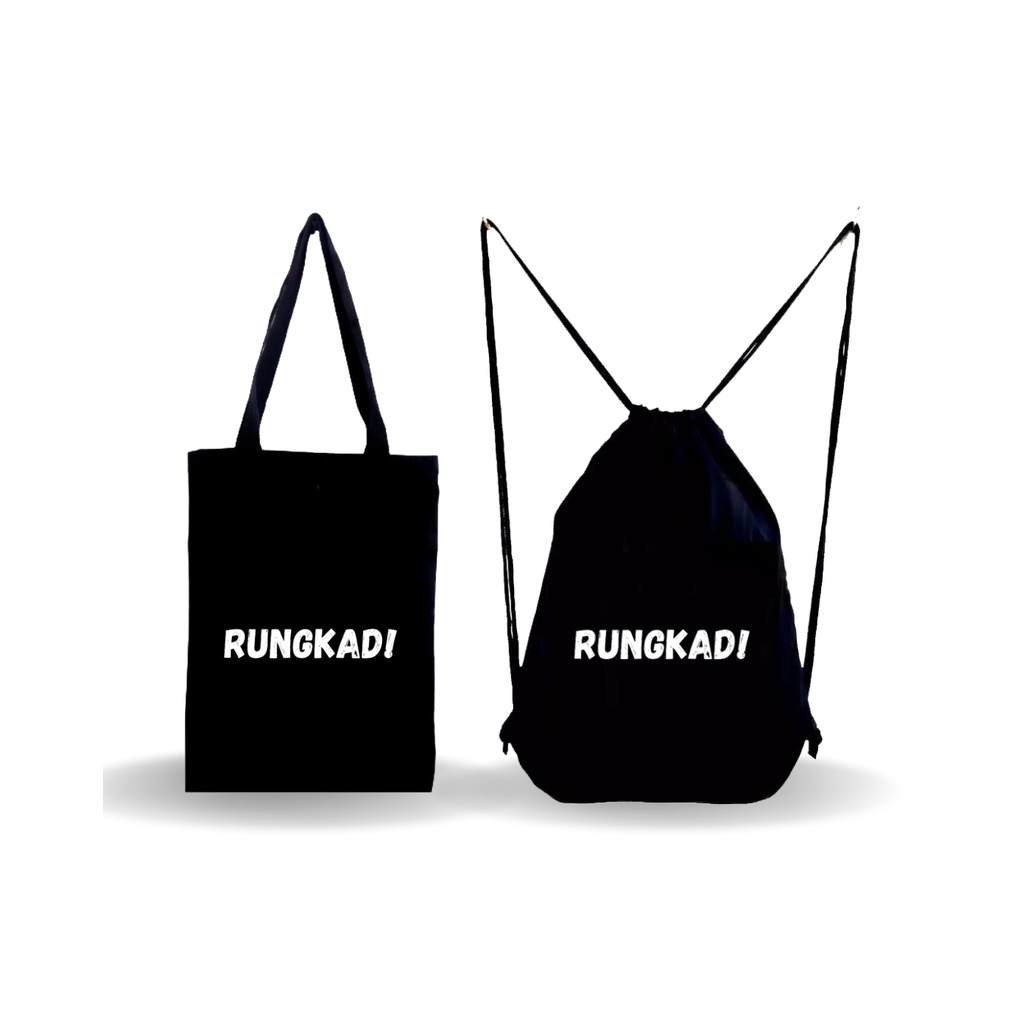 Totebag Stringbag Tas tote ransel serut drawstring motif RUNGKAD sekolah kampus viral kekinian New