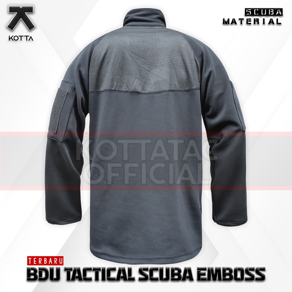 KAOS BDU TACTICAL SCUBA COMBAT EMBOSS HITAM BLACK PREMIUM LENGAN PANJANG PRIA WANITA UNISEX