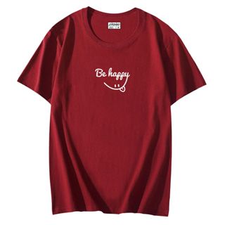 Zirdigo Baju Kaos Pendek Distro Be Happy Text Print Putih