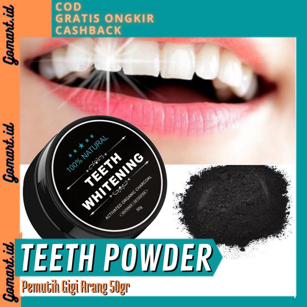 Pemutih Gigi Arang 50gr - Penghilang Karang Gigi 50gr - Charcoal Teeth Whitening Powder 50gr