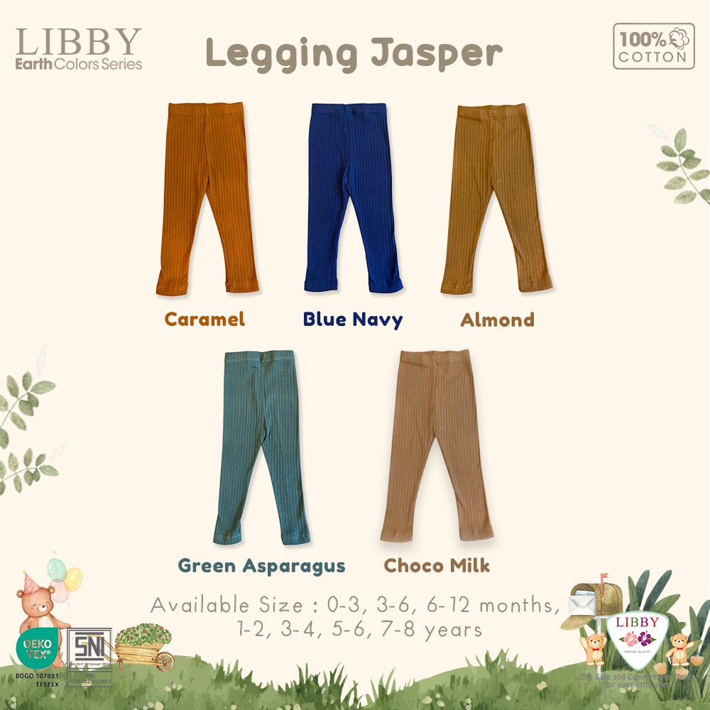 BANYAK WARNA LENGKAP Libby baby libby Earth color Series Legging Rib LEGGING JASPER Cotton 1-6 tahun legging anak perempuan