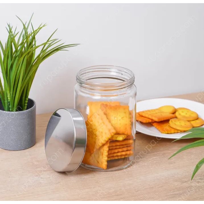 Krishome 900 Ml Stoples Kaca Toples Snack Kue Kering Set Wadah Saji