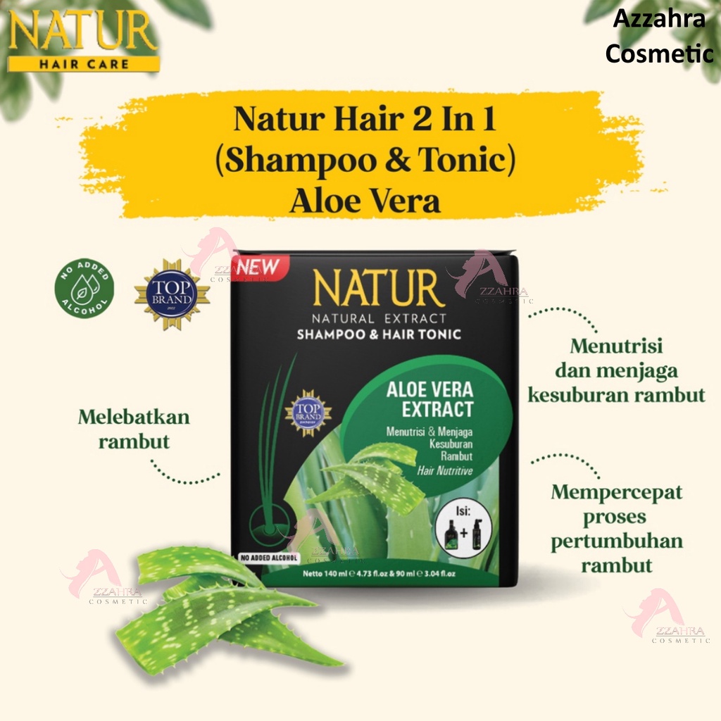 NATUR Paket 2in1 Natural Extract Shampoo 140ml &amp; Hair Tonic 90ml - Ginseng