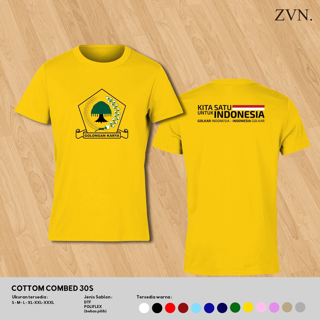 Custom Sablon Kaos T-Shirt Partai GOLKAR Pemilu 2024  - ZVN