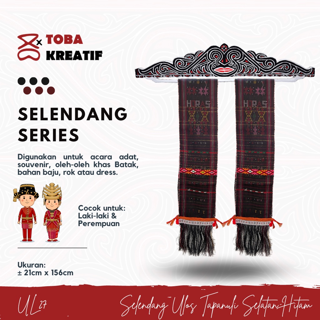Kain Ulos Batak Mandailing Selendang Tapanuli Selatan Hitam