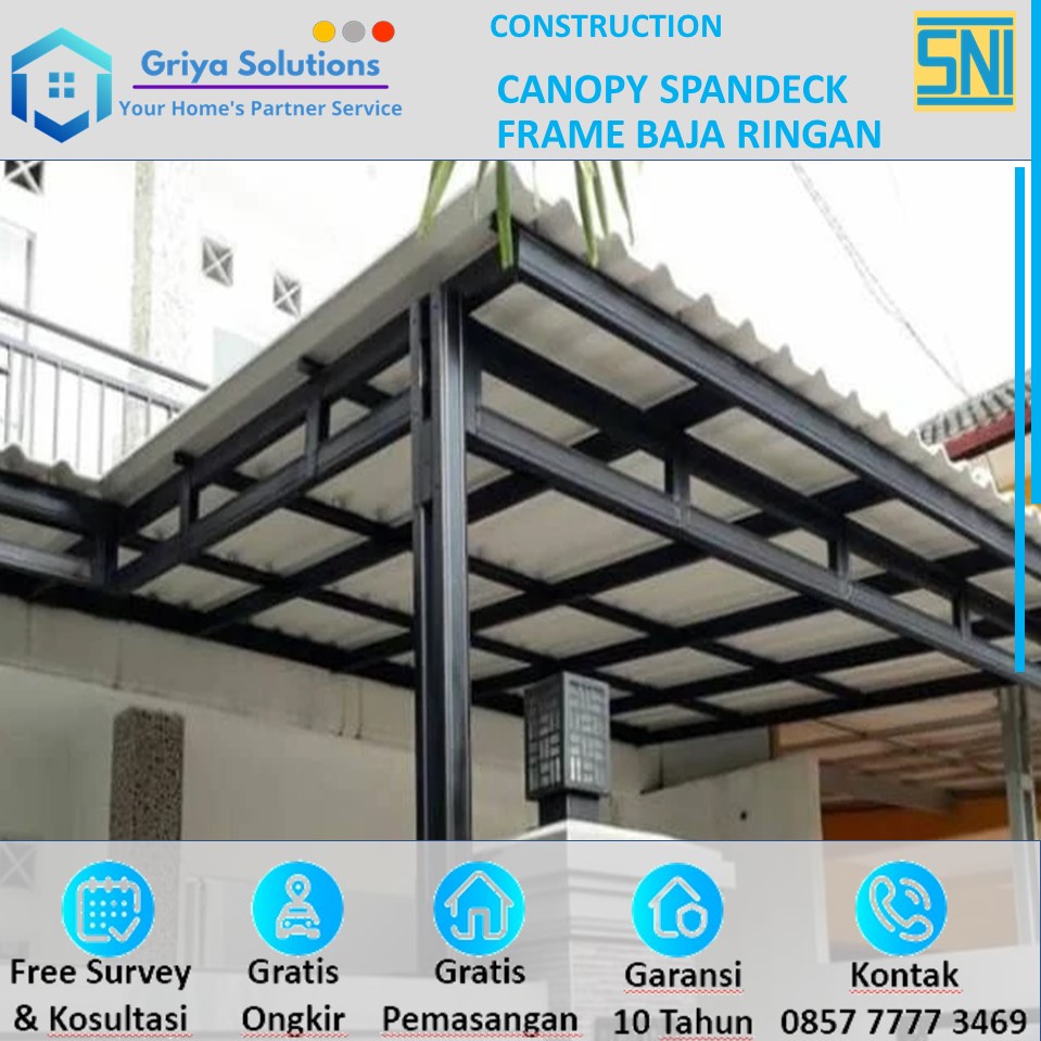 Kanopi Baja Ringan Atap Spandek Galvalum Murah Area JATENG & DIY