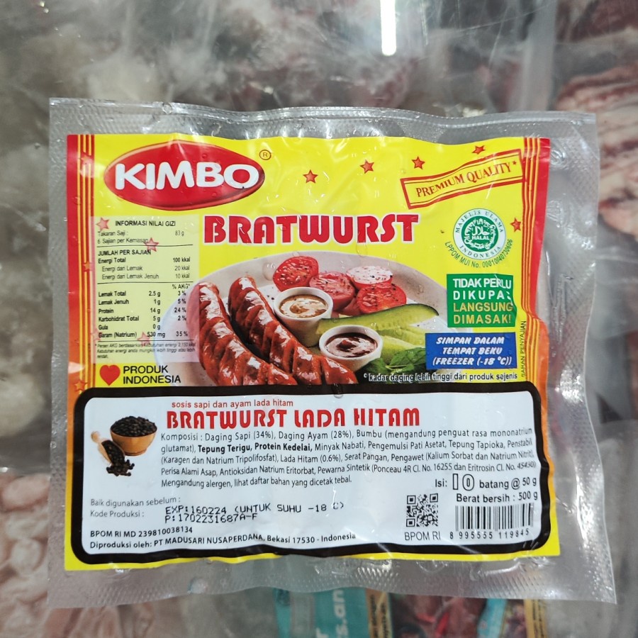 

Kimbo bratwurst lada hitam 500 gr