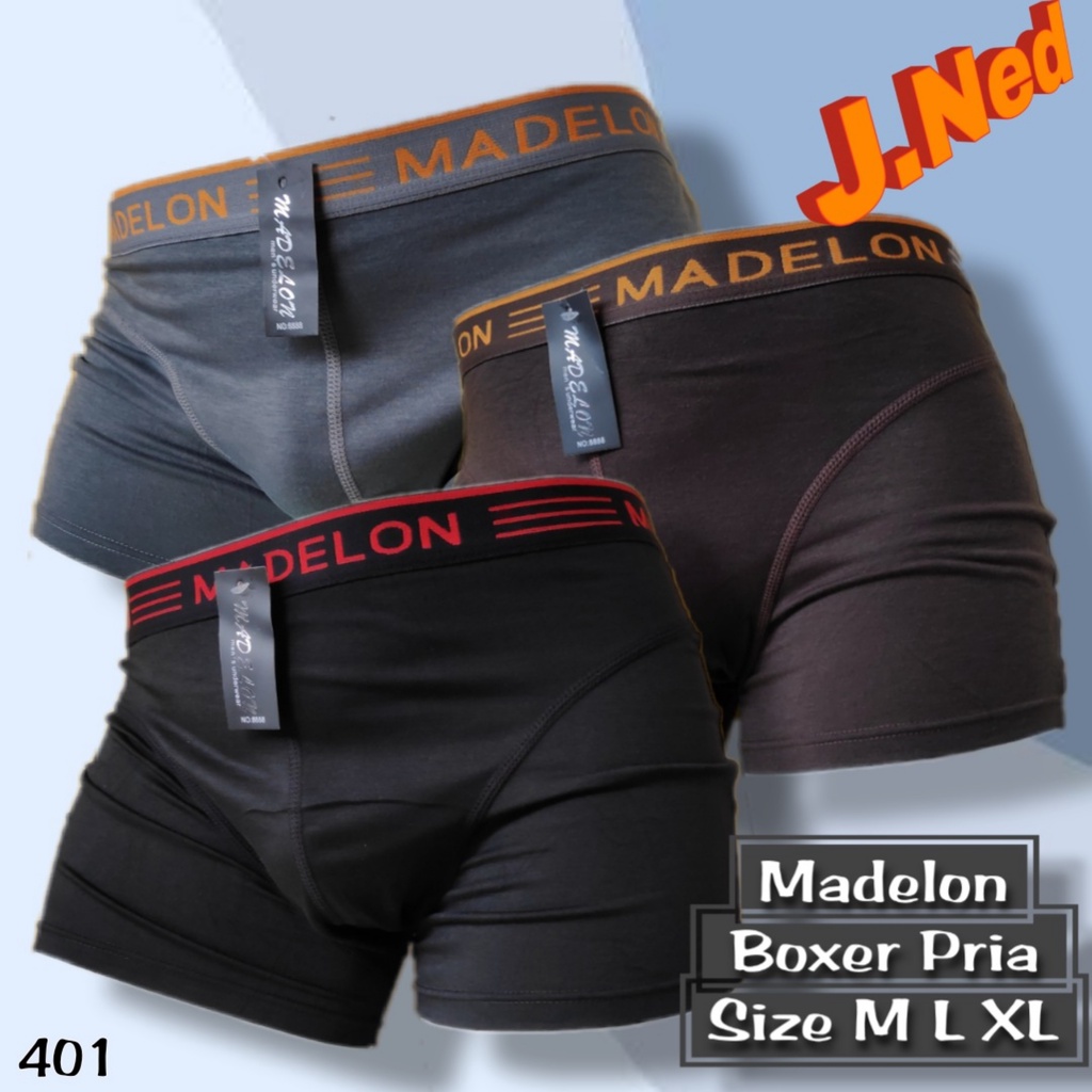 J401 MADELON Celana Dalam Pria Boxer SIZE M, L, XL