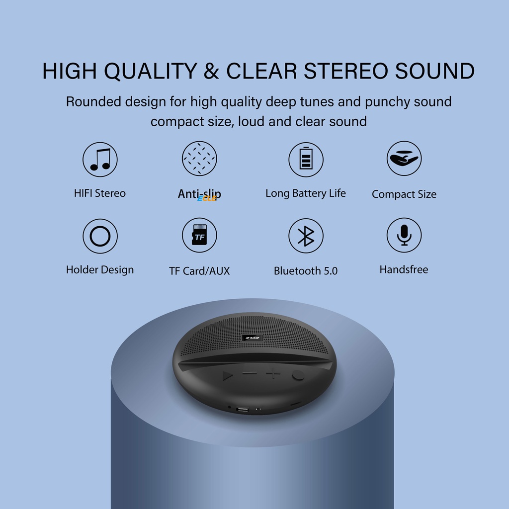 Wireless Speaker Bluetooth Phone Holder 2 In 1 Bass Audio 1200 mAh Musik Portable Round Speaker