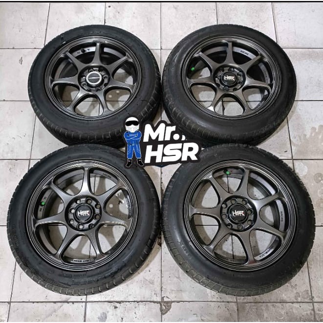 Velg Mobil Bekas Ring 15 Lubang 4 SEBUNSUTA HSR R15X6,5 8X100-114,3 ET42 BAN 195 55 R15