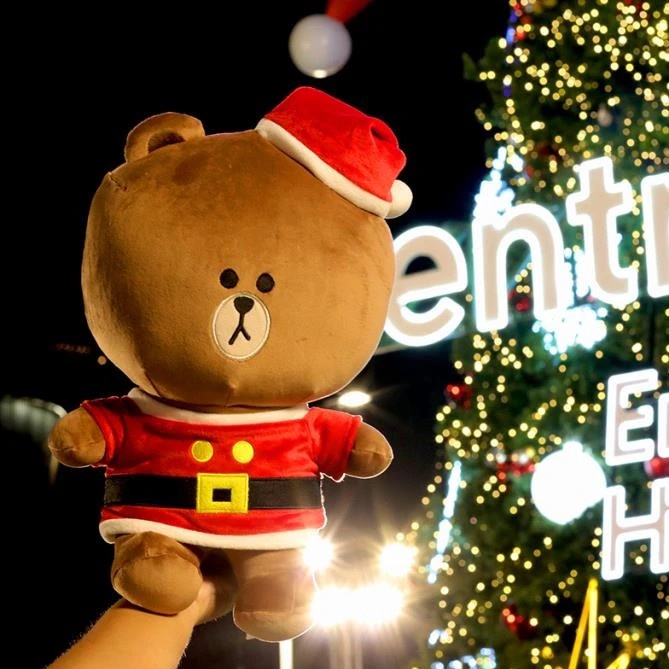LINE FRIENDS Santa Brown Plush Doll 35cm
