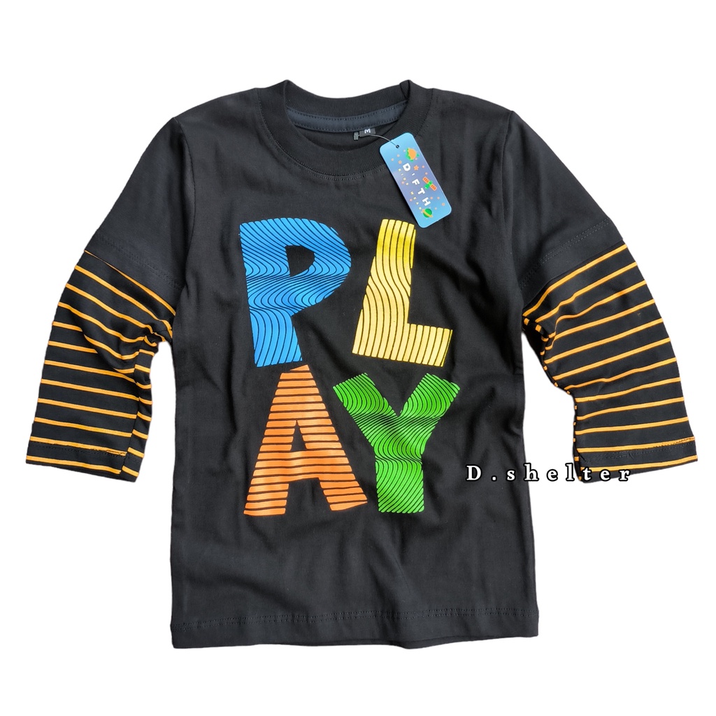 KAOS ANAK D'FTH LENGAN PANJANG HITAM PLAY/Dshelter