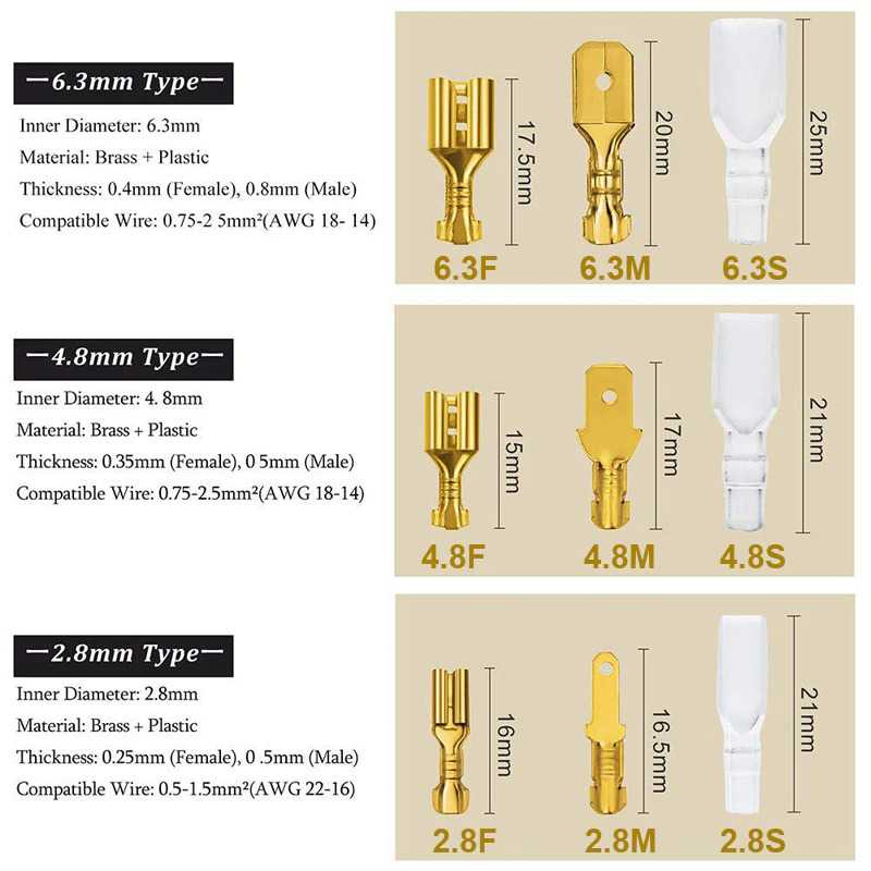 Terminal Wire Crimp Connector Spade Kit 270 PCS Skun Sekun Terminal Kabel Gepeng Cowo Cewe 270PCS Skun Konektor Gepeng Terminal Skun Cewek Cowok Kit 270 PCS