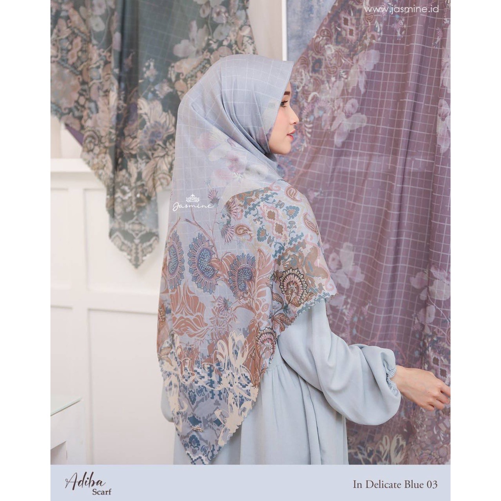 Adiba Scarf Jilbab Segi Empat Motif Printing by Jasmine