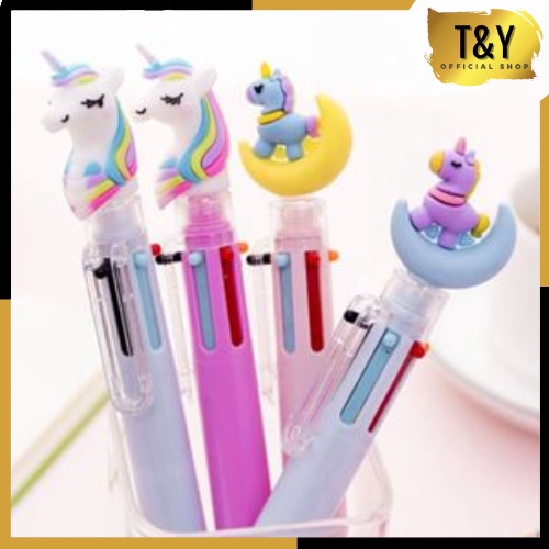 TY Pena Karakter Mekanik 6 Warna Unicorn Full Moon Pulpen Karakter Unicorn Warna Warni Pulpen Unicorn Multicolor Pulpen Lucu Alat Tulis Sekolah ATK Murah Import